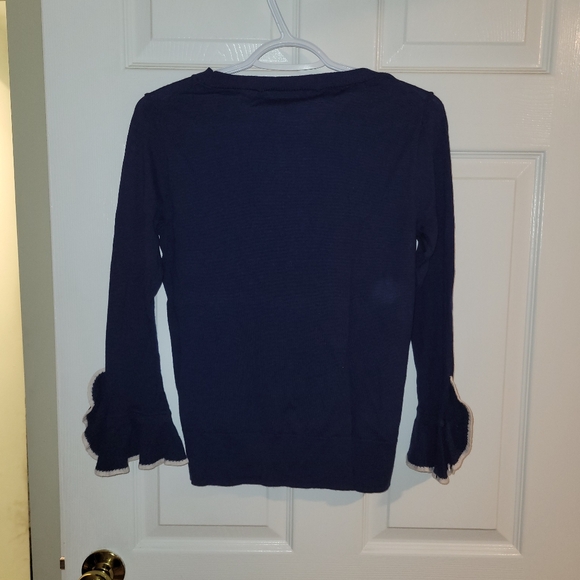 J.Crew Merino wool crewneck w/ ruffle sleeve-H7721 - Picture 4 of 7